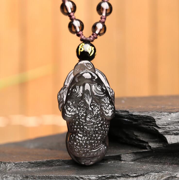 Natural ice colorful obsidian pendant Carving Toad Beads  Pendant Necklaces