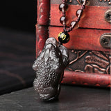 Natural ice colorful obsidian pendant Carving Toad Beads  Pendant Necklaces