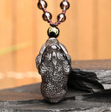 Natural ice colorful obsidian pendant Carving Toad Beads  Pendant Necklaces