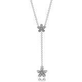 925 Sterling Silver Necklace Dazzling Daisies With Cubic Zirconia Pendant Necklace