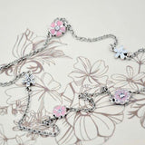 925 Sterling Silver Necklace Enamel Poetic Bloom With Crystal Pendant