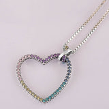 Sterling Silver Necklace Rainbow Heart Necklace