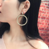 Metal Hyperbole Round Dangle Korean Simple Jewelry Circle Earrings