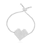 S925 Sterlling silver AAA Zircons Pixel Love Heart Chain Bracelet