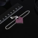 S925 Sterlling silver AAA Zircons Pixel Love Heart Chain Bracelet