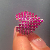 S925 Sterlling silver Red Purple White AAA Zircons Pixel Love Heart Rings