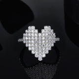 S925 Sterlling silver Red Purple White AAA Zircons Pixel Love Heart Rings