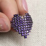 S925 Sterlling silver Red Purple White AAA Zircons Pixel Love Heart Rings