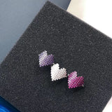 S925 Sterlling silver Red Purple White AAA Zircons Pixel Love Heart Rings