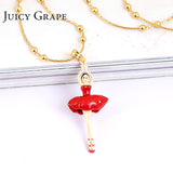 Ballet Dancing Girl Enamel Glaze Woma  Pendant Necklace Choker