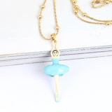 Ballet Dancing Girl Enamel Glaze Woma  Pendant Necklace Choker