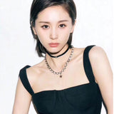 Vintage Chain Star Pendants Crystal Chain Choker Necklace
