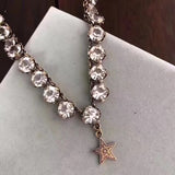 Vintage Chain Star Pendants Crystal Chain Choker Necklace