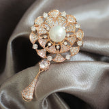 Flower Pearl Exquisite Design Micro Cubic Zircon CZ Brooch