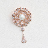 Flower Pearl Exquisite Design Micro Cubic Zircon CZ Brooch