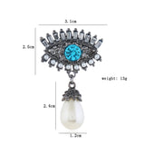 Drop Blue Eyes Scarf Suspended Imitation Pearl Brooch