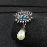 Drop Blue Eyes Scarf Suspended Imitation Pearl Brooch
