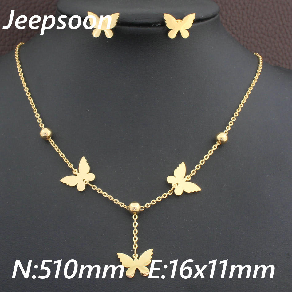 Pattern Stainless Steel Jewelry Gold Color pendant and earring sets