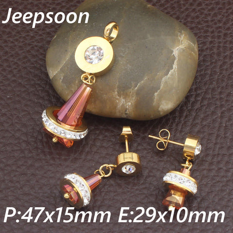 New Fashion Pattern Stainless Steel Jewelry Gold Color pendant and earring sets GGIDLBH