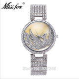 Rhinestone Crystal Quartz Watches Lady Swan Dress Wristwatches