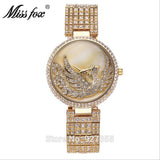 Rhinestone Crystal Quartz Watches Lady Swan Dress Wristwatches