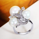 white pearl High quality crystal CZ Nice Rings