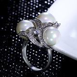 white pearl High quality crystal CZ Nice Rings