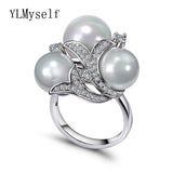 white pearl High quality crystal CZ Nice Rings