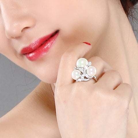 white pearl High quality crystal CZ Nice Rings