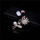 New Luxury Brooch Sparkly Cubic Zirconia Fabric Flower Brooches