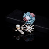 New Luxury Brooch Sparkly Cubic Zirconia Fabric Flower Brooches