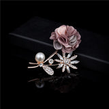 New Luxury Brooch Sparkly Cubic Zirconia Fabric Flower Brooches