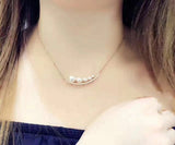 Rose Gold Colour 1:1 Swa Pearl Long Silver Necklace Friendship Women Clavicle Jewelry