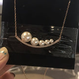 Rose Gold Colour 1:1 Swa Pearl Long Silver Necklace Friendship Women Clavicle Jewelry