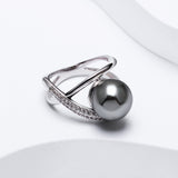 Grey Pearl Trendy White Brass Ring