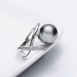 Grey Pearl Trendy White Brass Ring