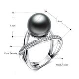 Grey Pearl Trendy White Brass Ring