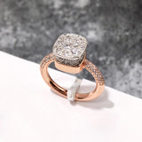 Tide Micro-Inlaid Zircon full Rhinestone honeycomb color ring