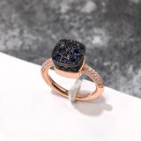 Tide Micro-Inlaid Zircon full Rhinestone honeycomb color ring
