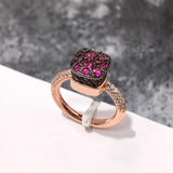 Tide Micro-Inlaid Zircon full Rhinestone honeycomb color ring