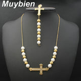 Stainless Steel gold color Bracelet and Necklace Jewelry sets SEWJAZCG