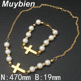Stainless Steel gold color Bracelet and Necklace Jewelry sets SEWJAZCG
