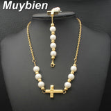 Stainless Steel gold color Bracelet and Necklace Jewelry sets SEWJAZCG