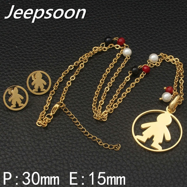 Three Colors Stainless steel pendants and Earrings Set SBJEHWCD