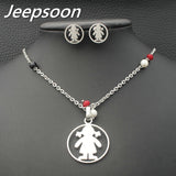 Three Colors Stainless steel pendants and Earrings Set SBJEHWCD