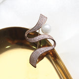 gold ribbon brooch personality contracted artificial pearl corsage