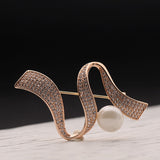 gold ribbon brooch personality contracted artificial pearl corsage