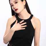 multi color crystal black rings