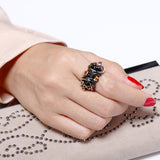 multi color crystal black rings