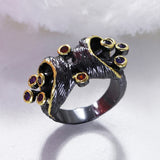 multi color crystal black rings